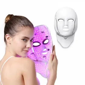 Светодиодная LED маска с функцией микротоков и накладкой для шеи