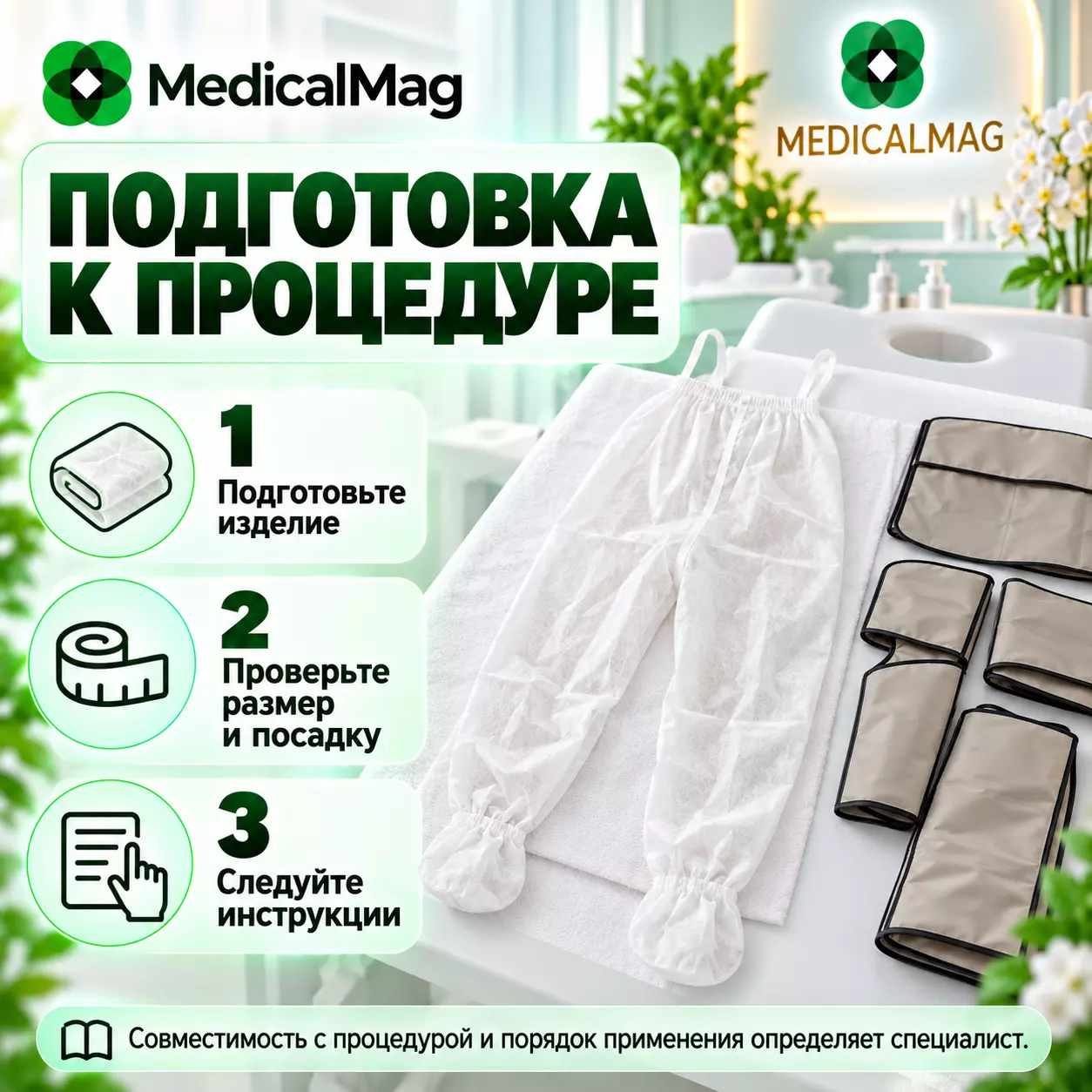 Штаны для прессотерапии из SMS Белый цвет, 5 шт упаковка