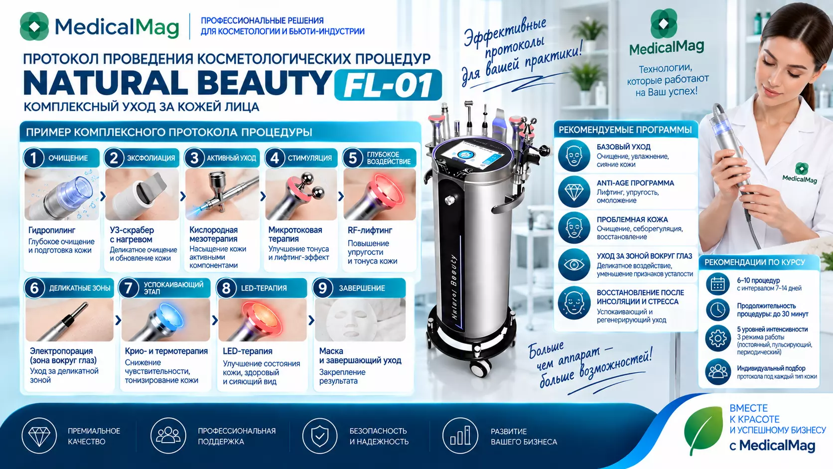 Многофункциональный аппарат для работы по лицу NATURAL BEAUTY FL-01