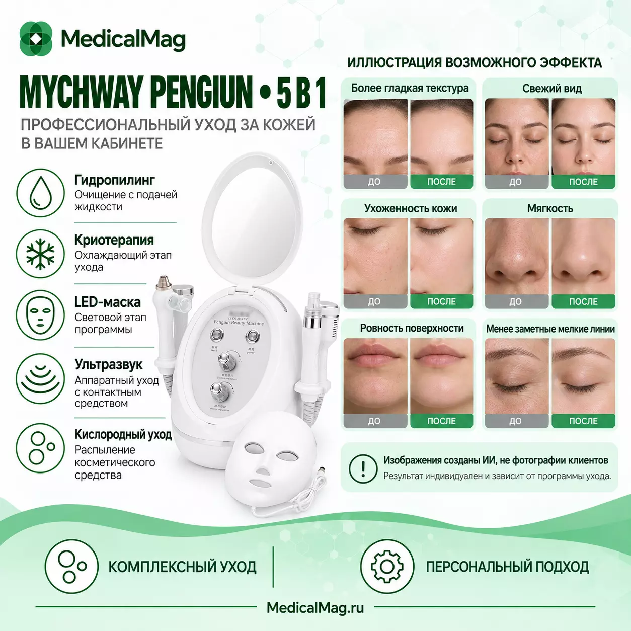 Профессиональный аппарат ухода за лицом 5в1 Mychway Pengiun