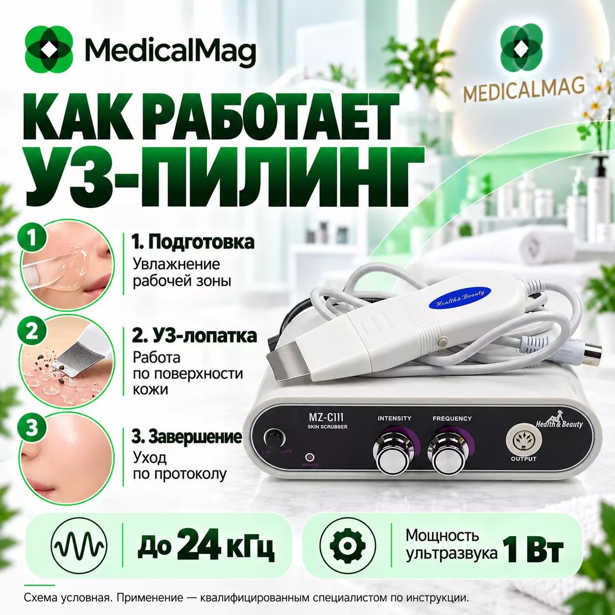 Профессиональный аппарат ультразвукового пилинга MZ-C111 (SA-111, AC-01)