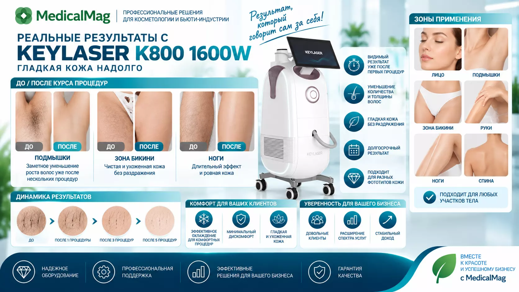 Диодный лазер для эпиляции Keylaser K800 1600W