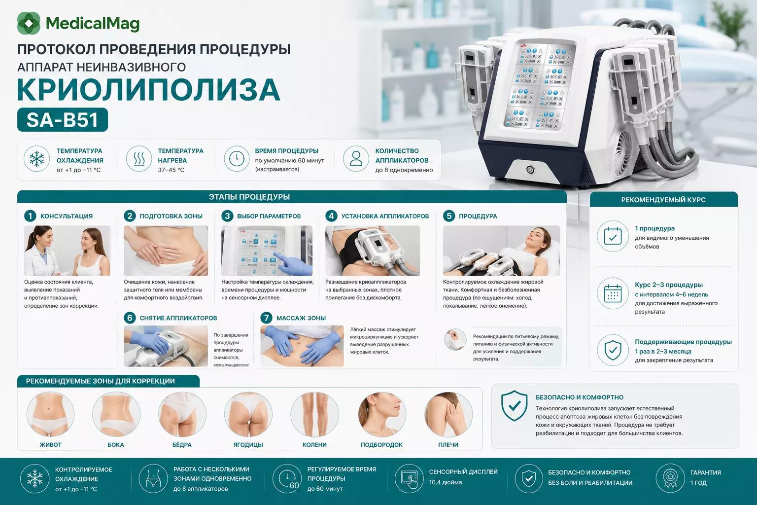 Аппарат неинвазивного криолиполиза SA-B51