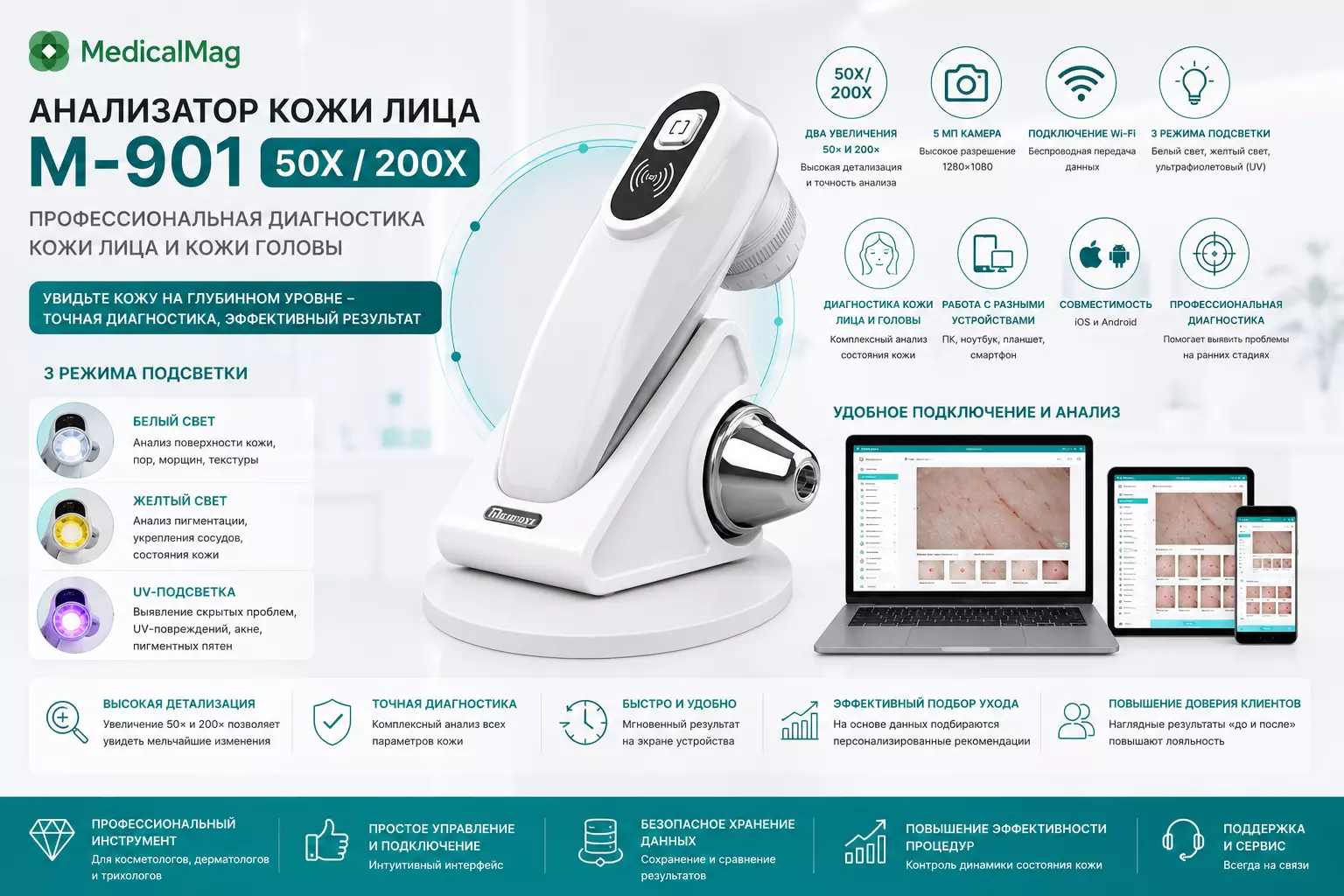Анализатор кожи лица IM-901  50X/200X