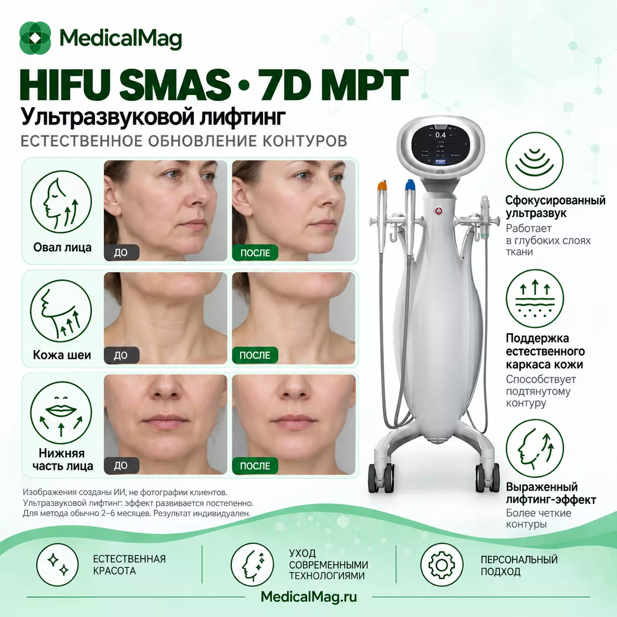 Аппарат HIFU SMAS 7D MPT 4 поколения для лифтинга и омоложения