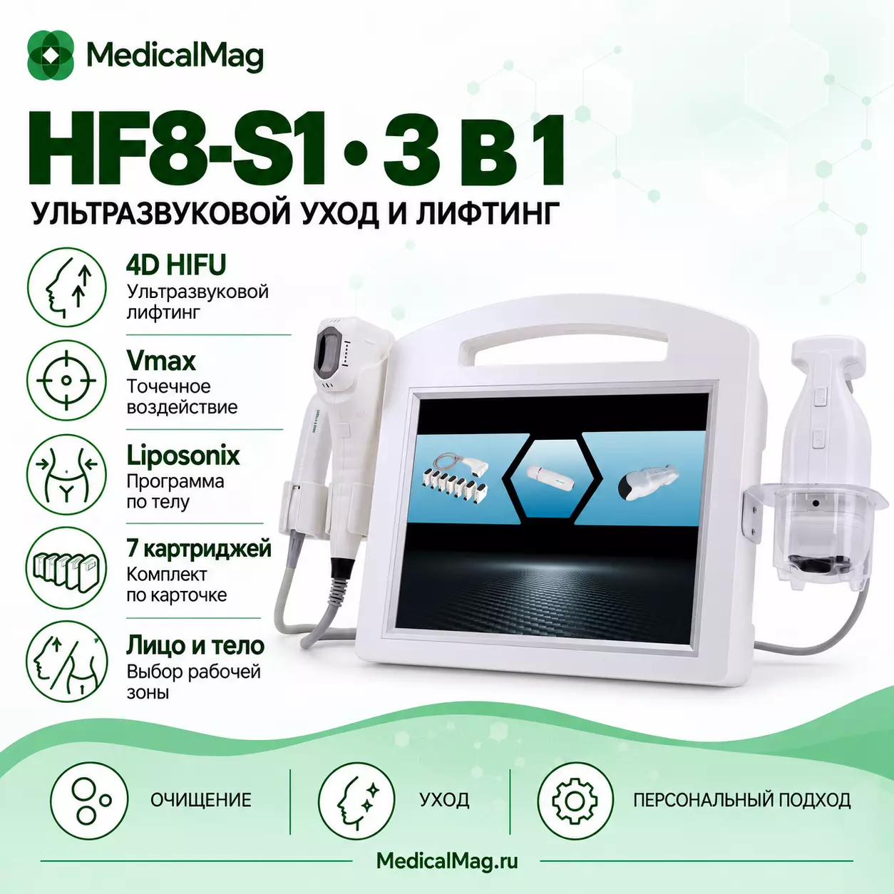 Аппарат 3 в 1: 4D HIFU, Vmax, Liposonix модель HF8-S1