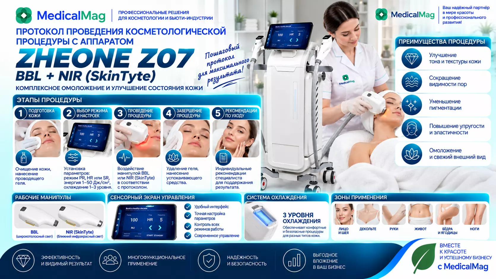 Многофункциональный аппарат для омоложения кожи ZHEONE Z07 BBL + NIR (SkinTyte)