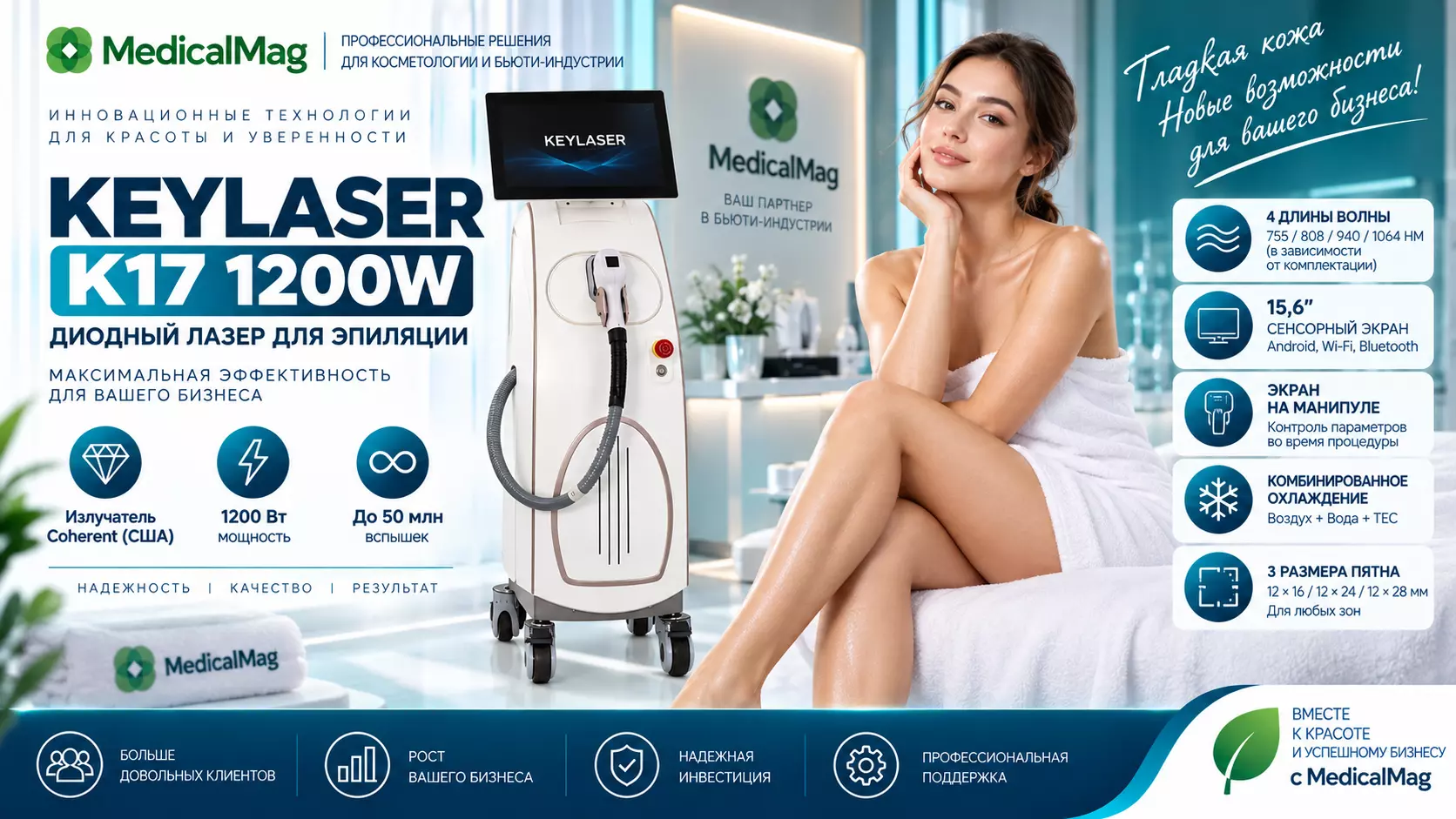 Диодный лазер для удаления волос KeyLaser K17 1200W
