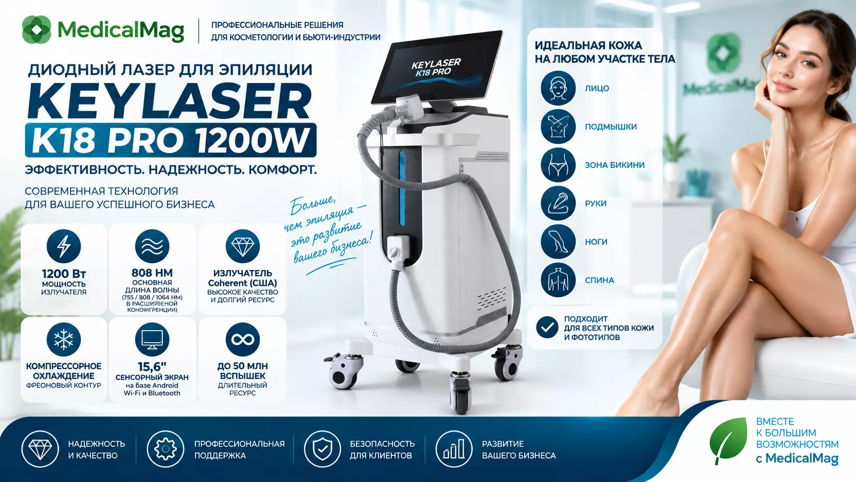 Диодный лазер для удаления волос KEYLASER K18 PRO 1200w