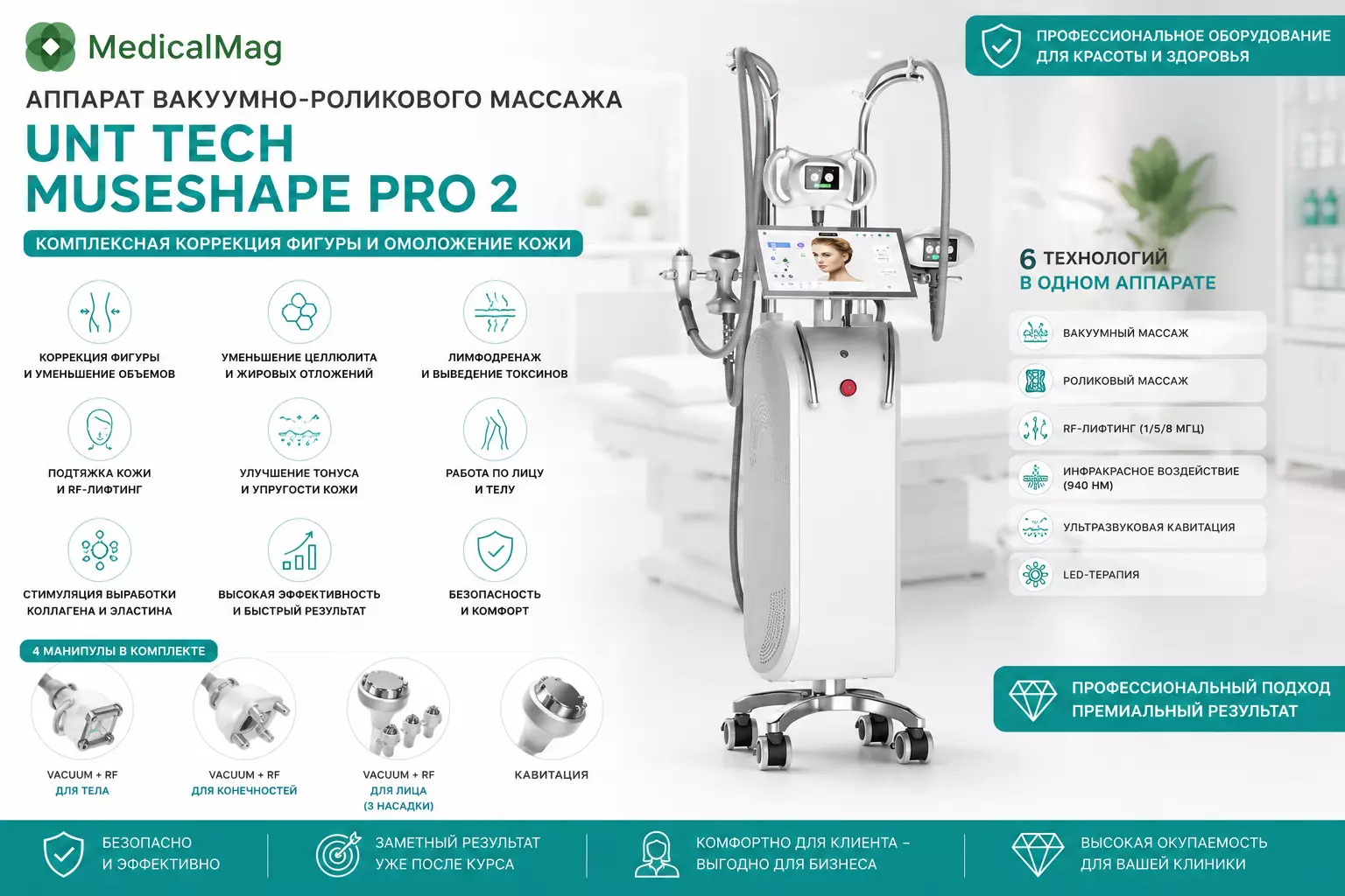 Аппарат вакуумно-роликового массажа UNT Tech MuseShape PRO 2
