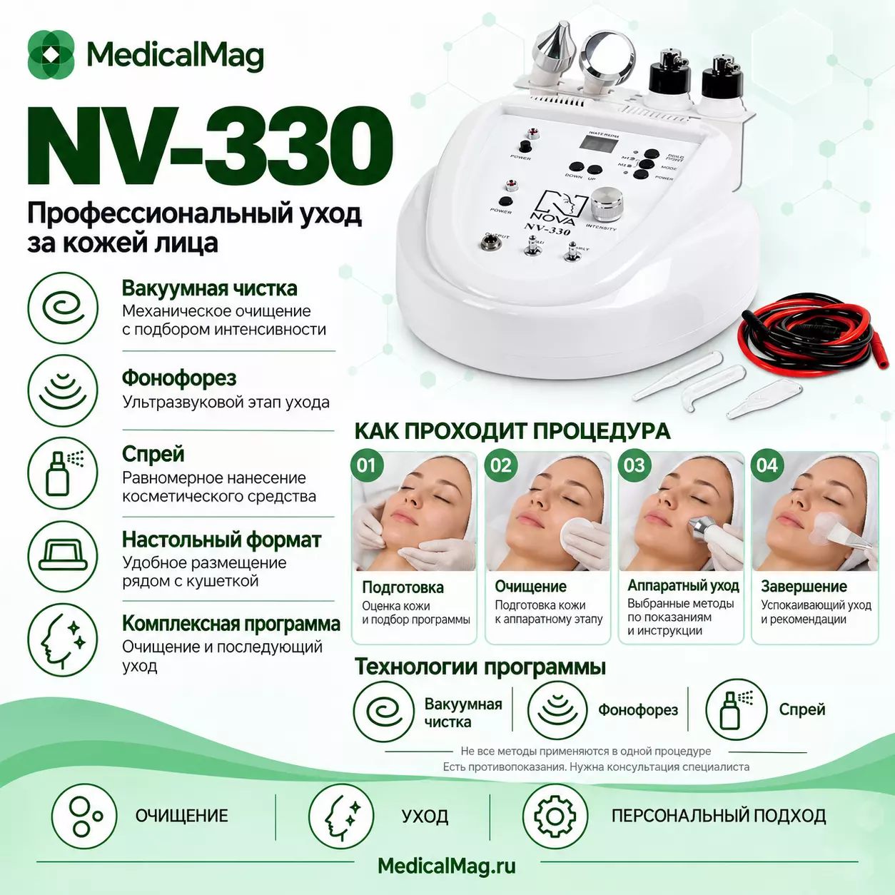 Косметический комбайн (вакуумная чистка, фонофорез, спрей) NV-330