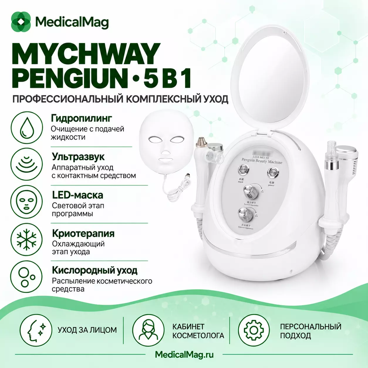 Профессиональный аппарат ухода за лицом 5в1 Mychway Pengiun