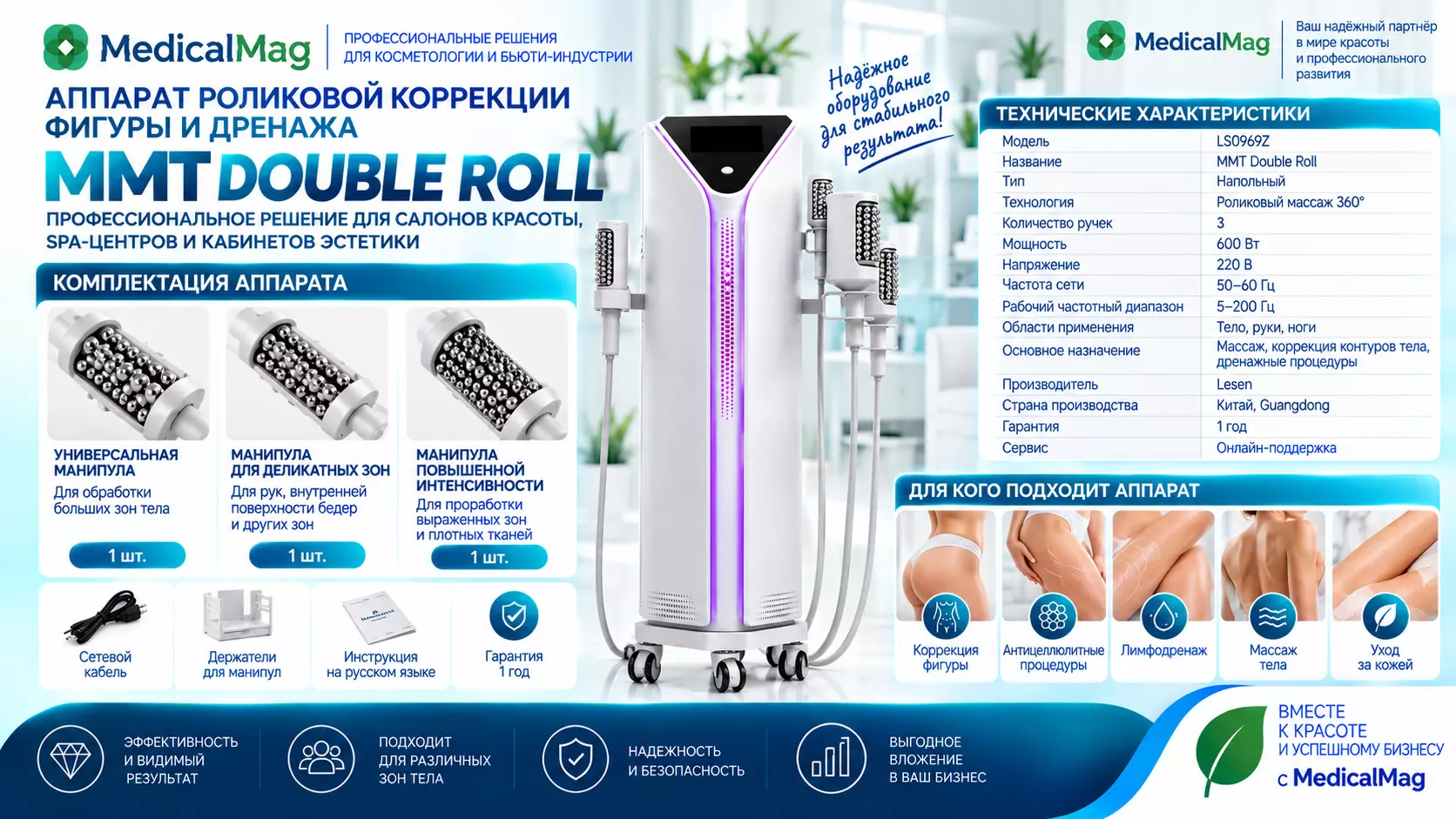 Аппарат роликовой коррекции фигуры и дренажа MMT Double Roll