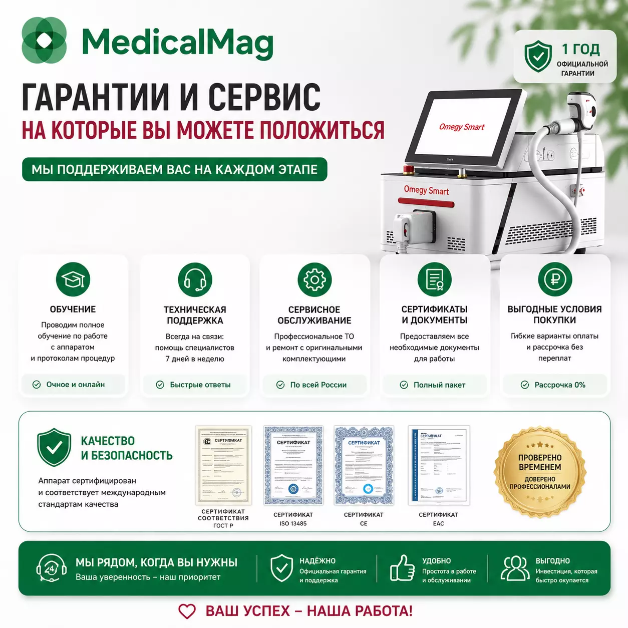 Аппарат для лазерной эпиляции и диодного омоложения MBT OMEGY SMART