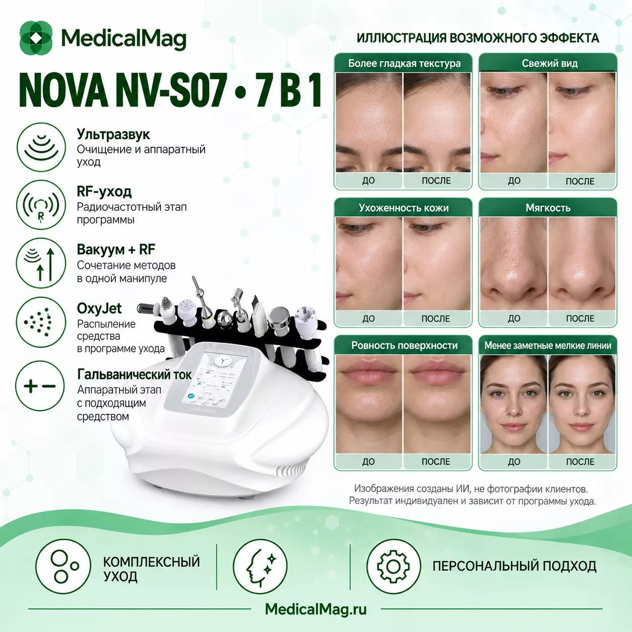 Косметический комбайн для лица и тела 7 в 1 Nova NV-S07