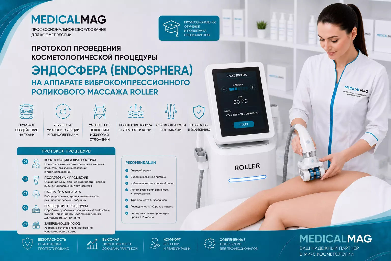 Протокол проведения косметологической процедуры Эндосфера (Endosphera) на аппарате виброкомпрессионного роликового массажа Roller  / Интернет-магазин MedicalMag.ru