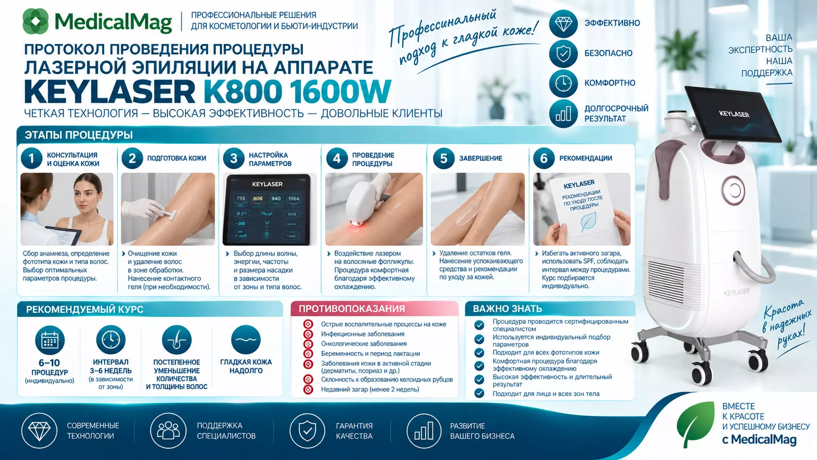 Диодный лазер для эпиляции Keylaser K800 1600W