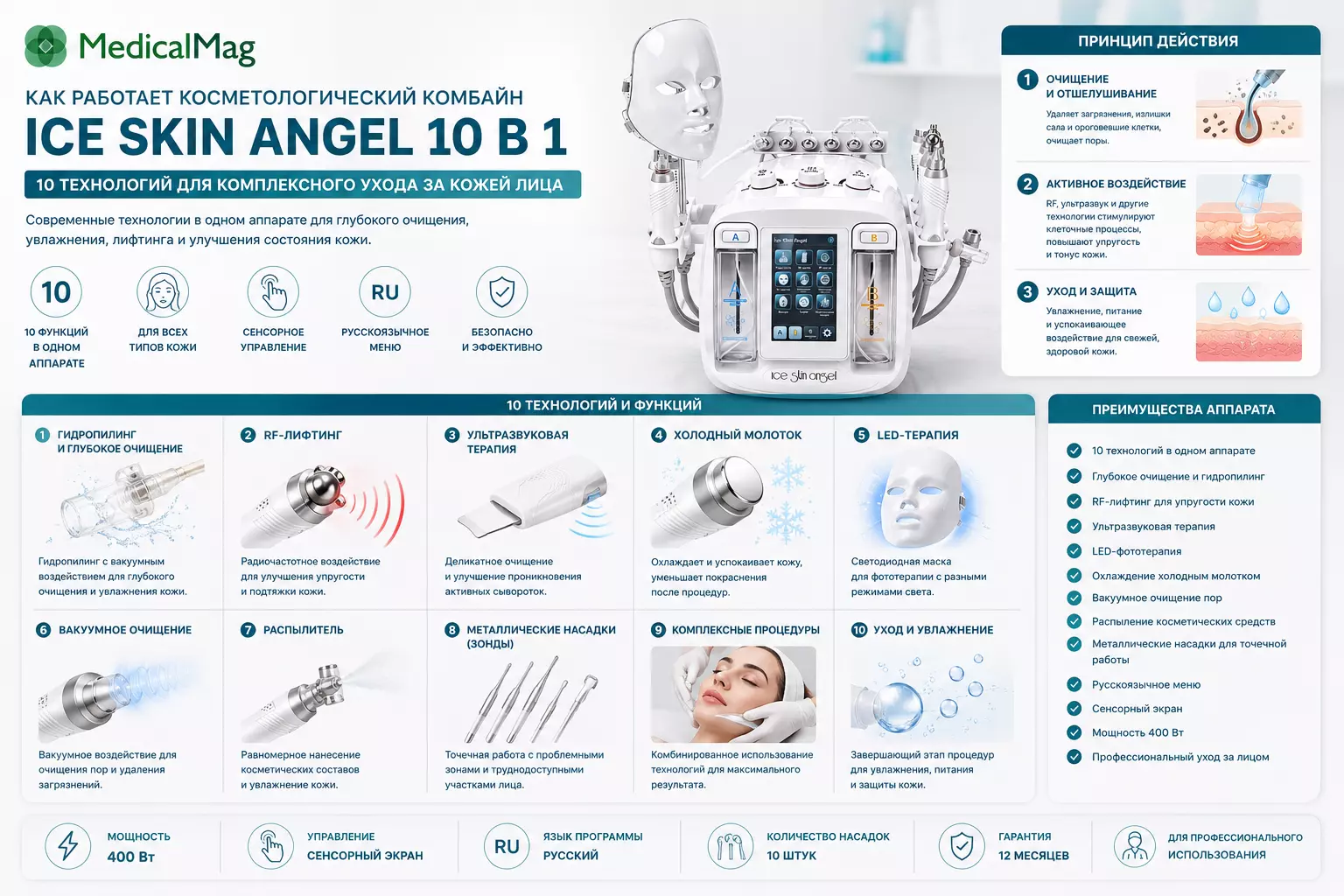 Косметологический комбайн Ice Skin Angel 10 в 1