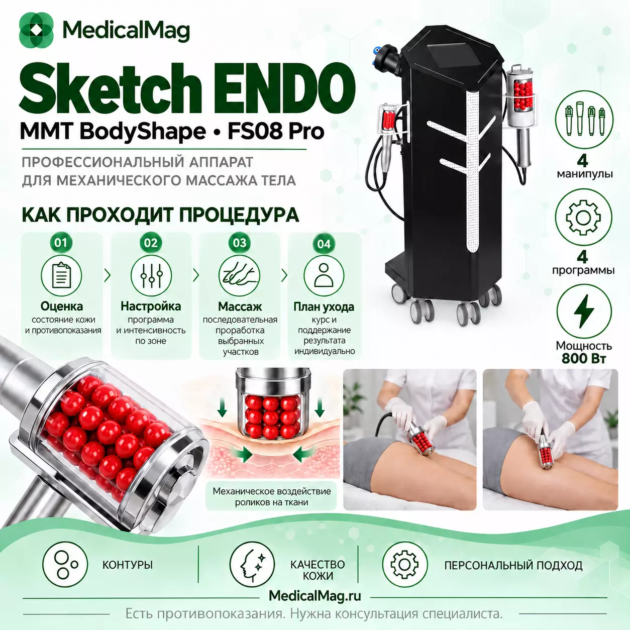 Аппарат роликового скульптурирования тела MMT BodyShape Sketch ENDO FS08 Pro
