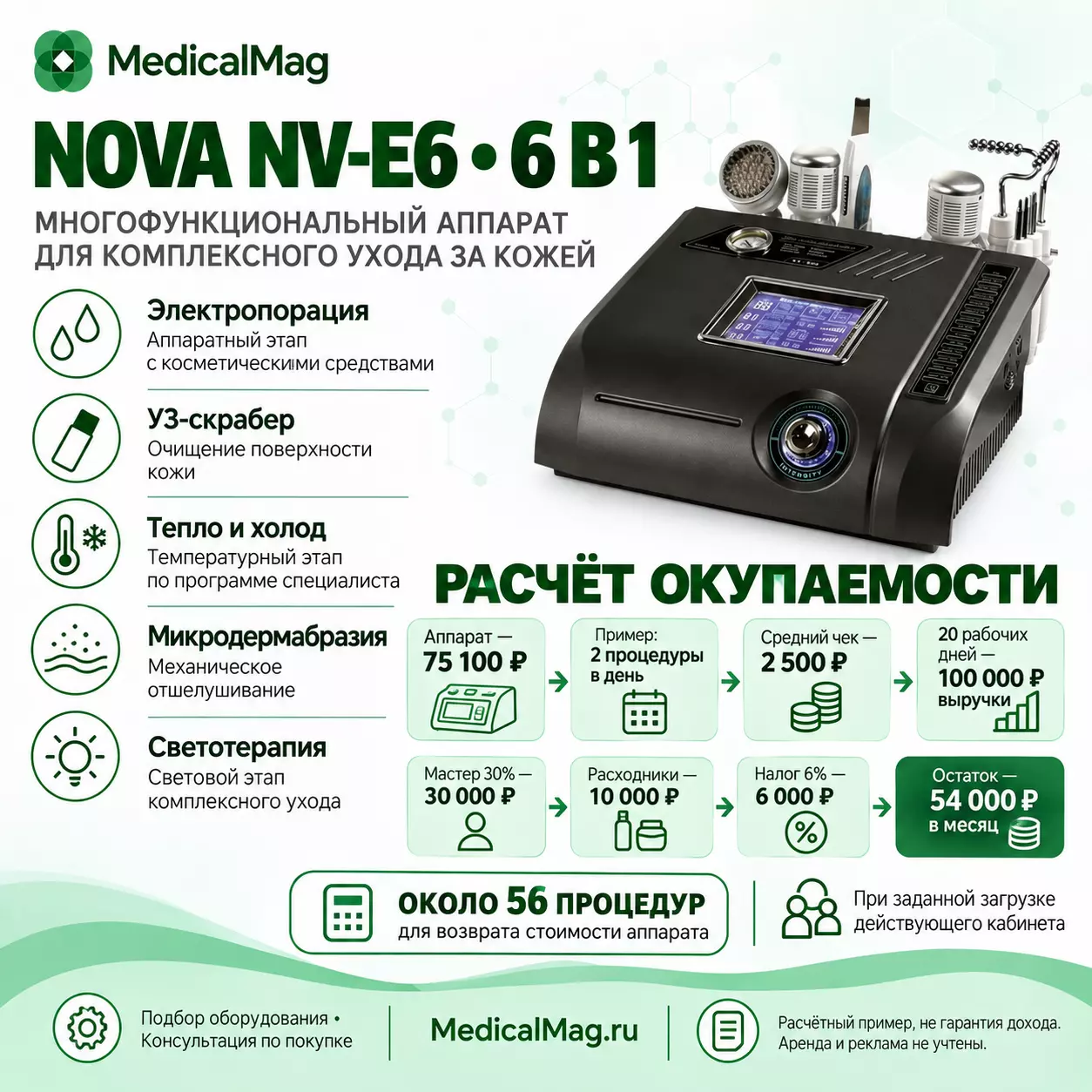 Косметический комбайн 6 в 1 NOVA NV-E6