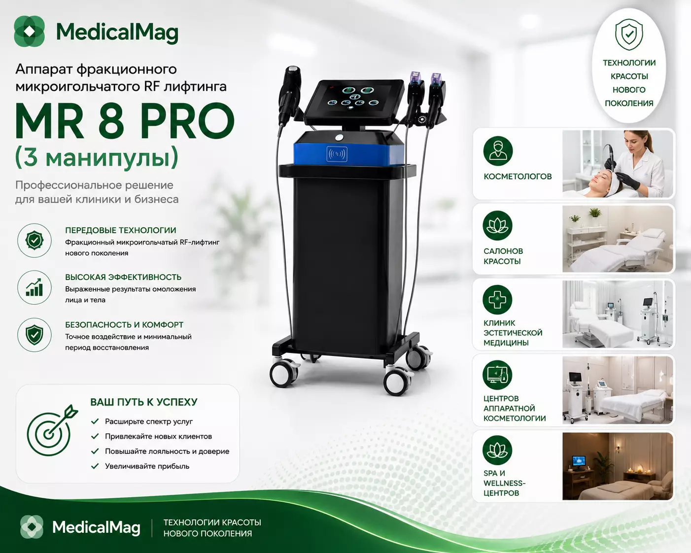 Аппарат фракционного микроигольчатого RF лифтинга MR 8 PRO (3 манипулы)