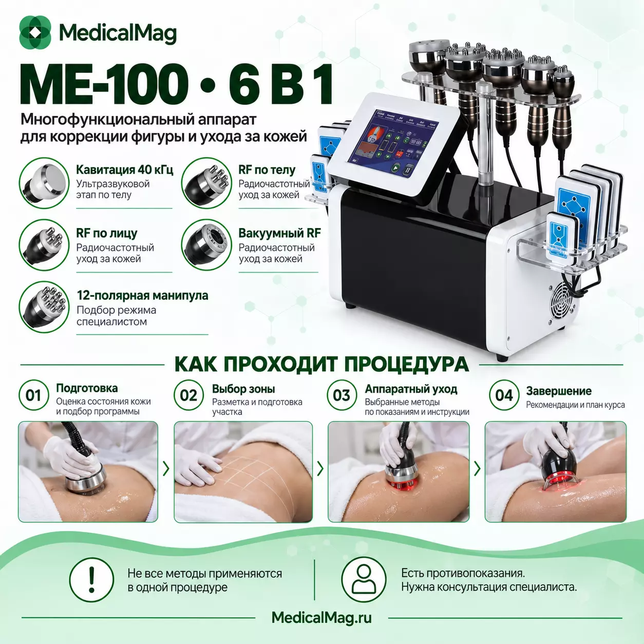 Аппарат моделирования контуров тела и омоложения кожи 6в1 МЕ-100