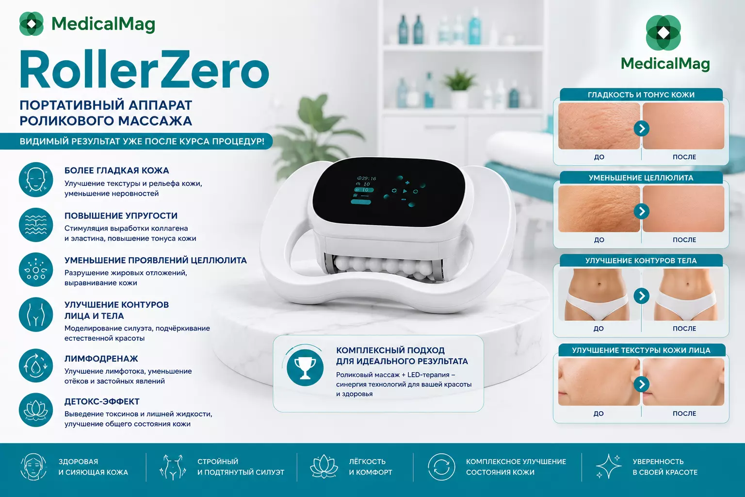 Портативный аппарат роликового массажа RollerZero