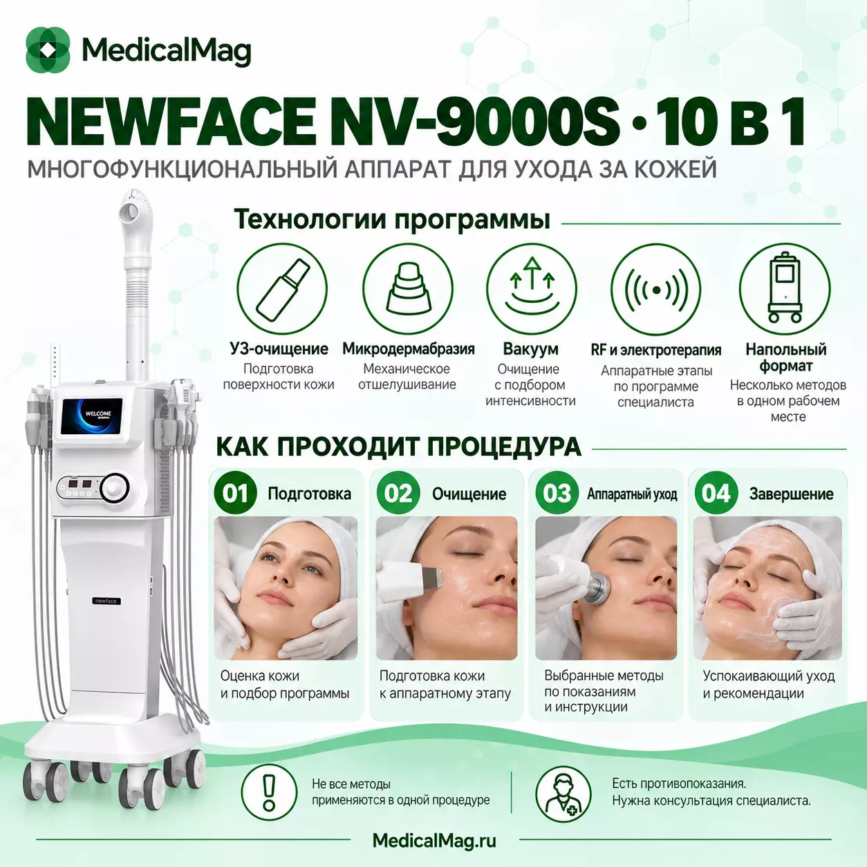 Многофункциональный косметологический аппарат 10в1 NEWFACE NV-9000S