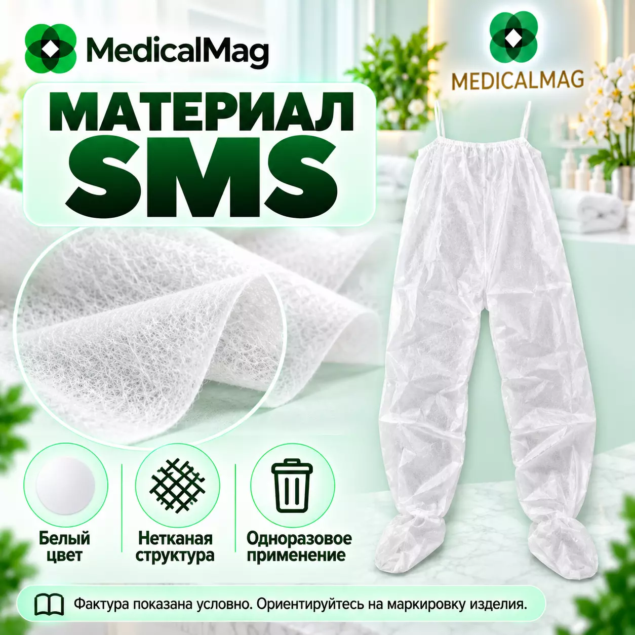 Штаны для прессотерапии из SMS Белый цвет, 5 шт упаковка
