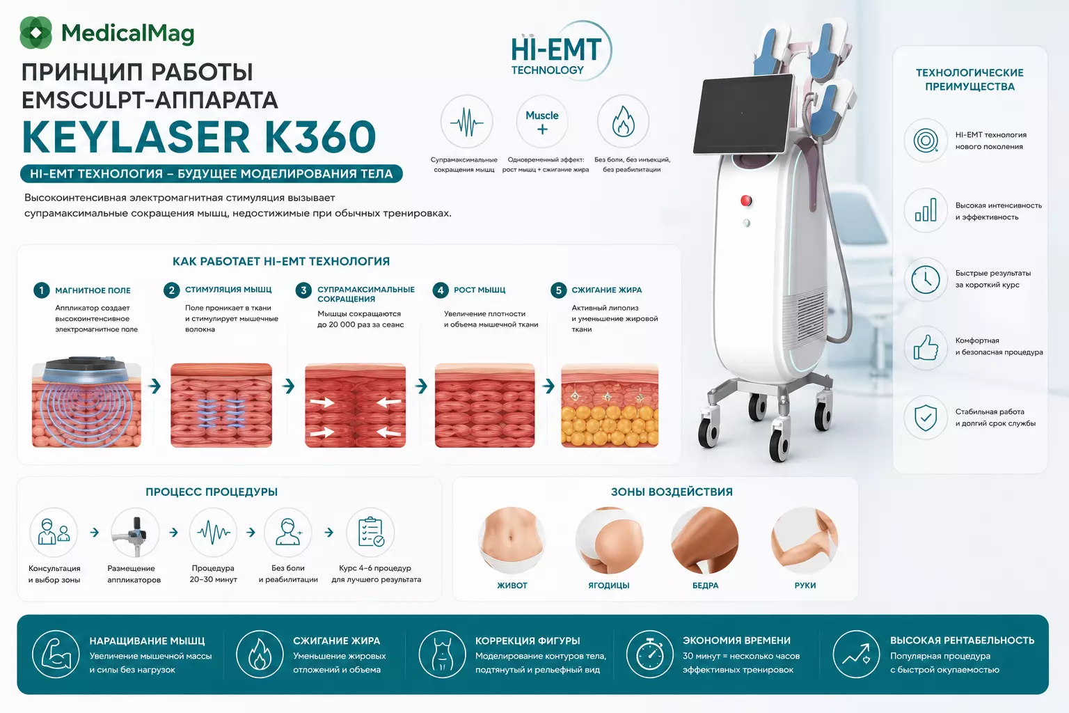EMSculpt-аппарат KEYLASER K360 для моделирования тела