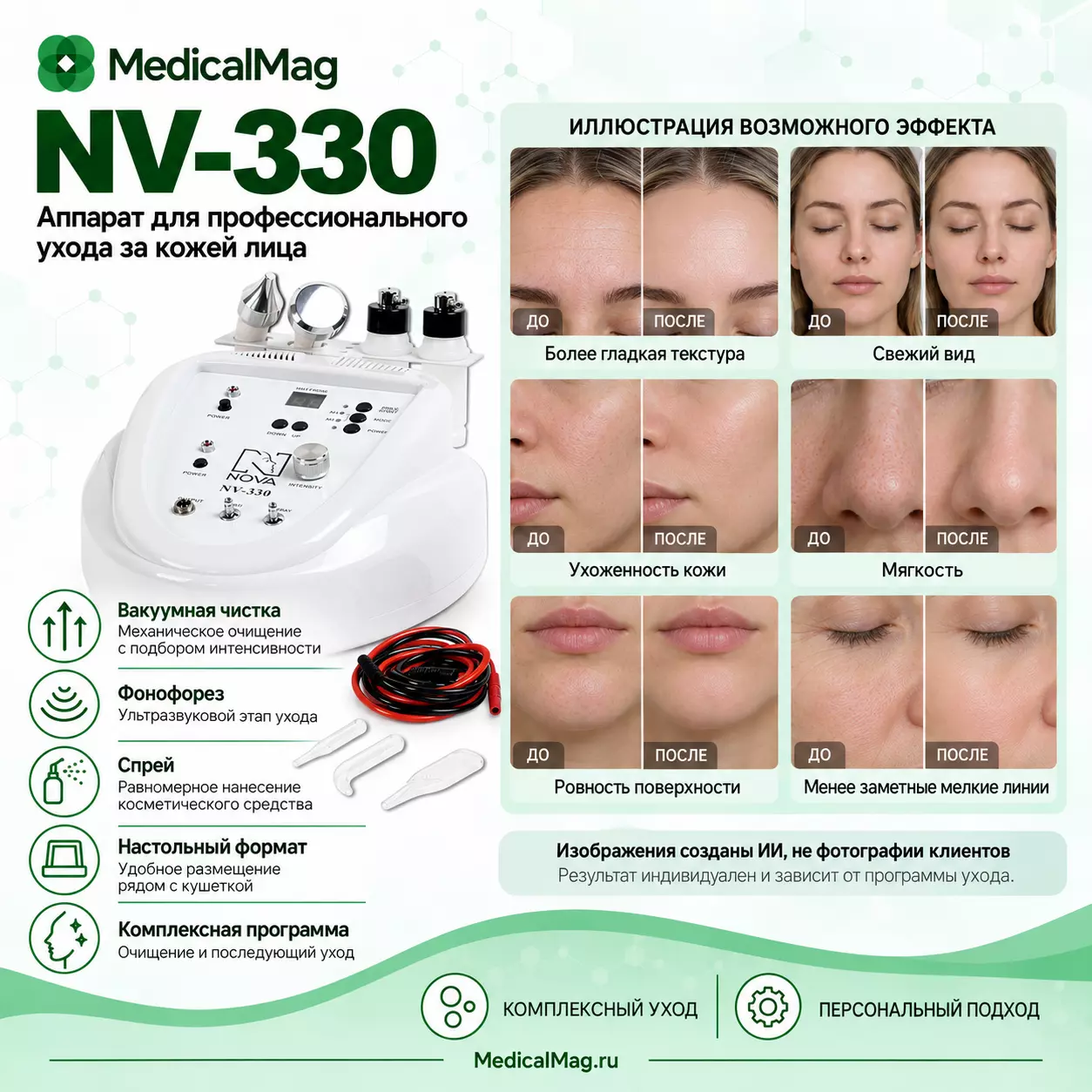 Косметический комбайн (вакуумная чистка, фонофорез, спрей) NV-330