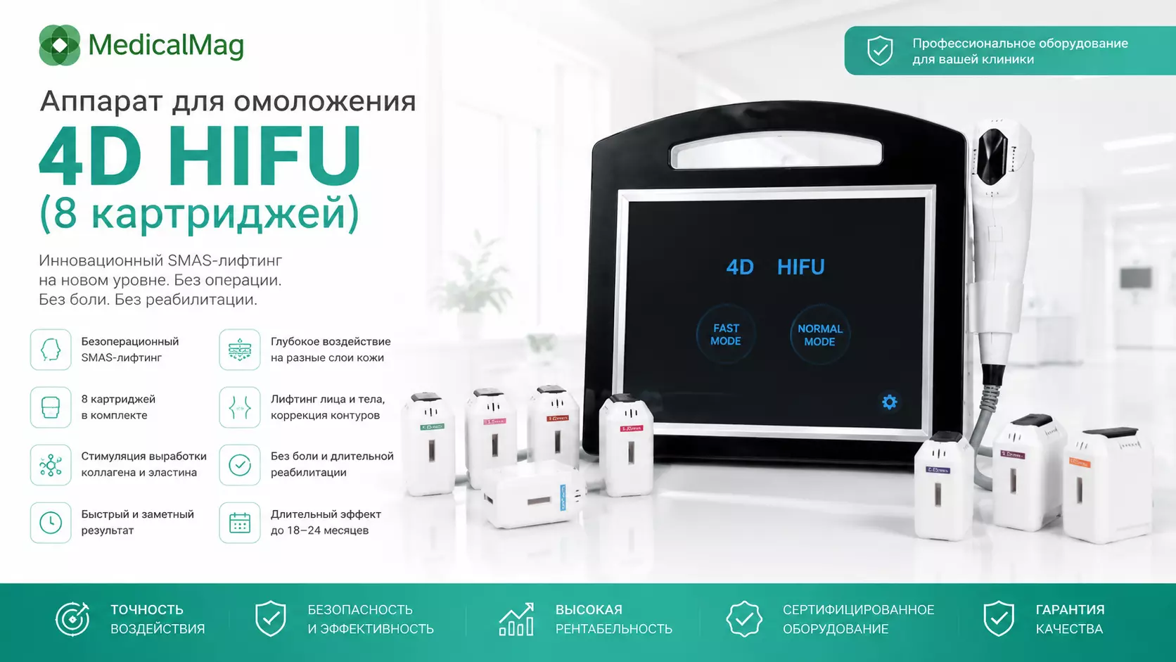 Аппарат для омоложения 4D HIFU (8 картриджей)