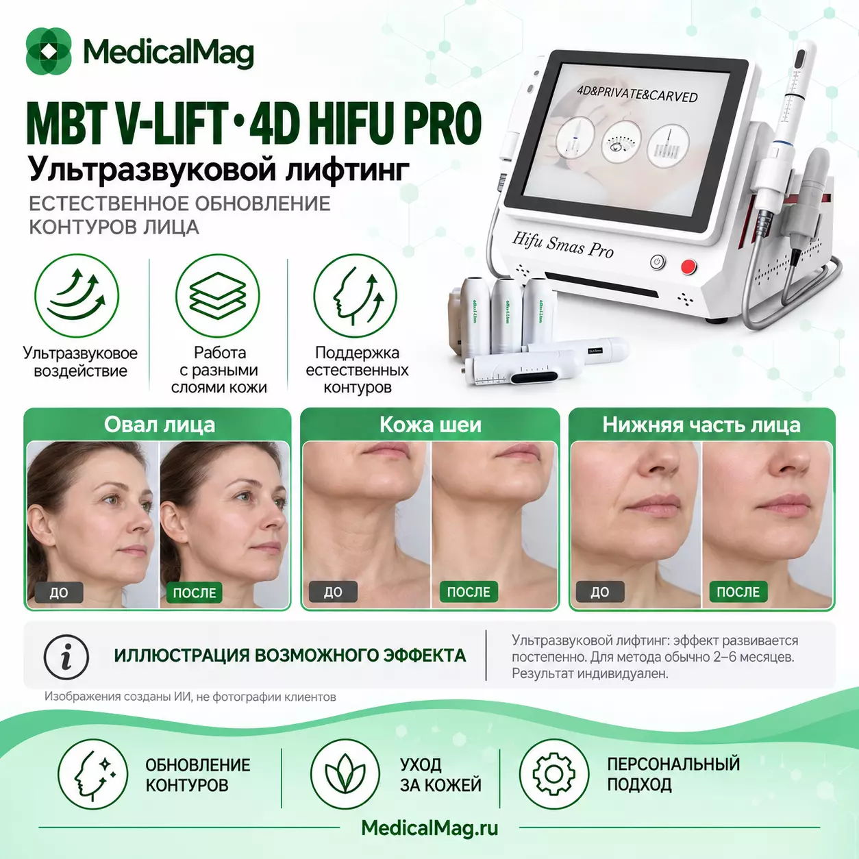 Аппарат лифтинга MBT-V Lift SMAS 4D HIFU PRO 3 в 1