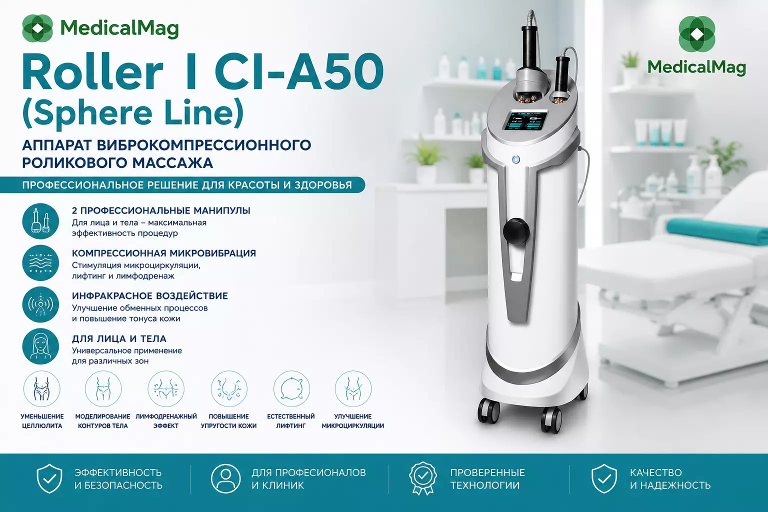 Аппарат виброкомпрессионного роликового массажа Roller I CI-A50 (Sphere Line)
