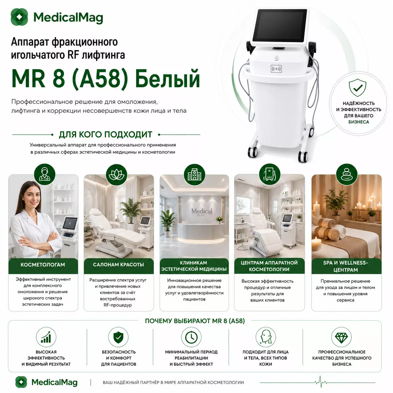 Аппарат фракционного игольчатого RF лифтинга MR 8 (A58) Белый