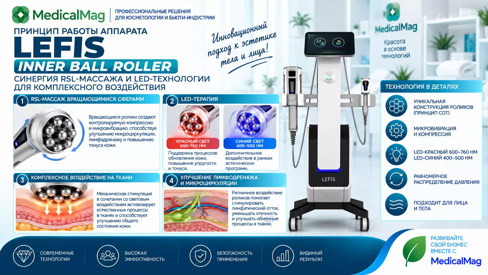 Аппарат для коррекции фигуры с RSL-массажем Lefis Inner Ball Roller