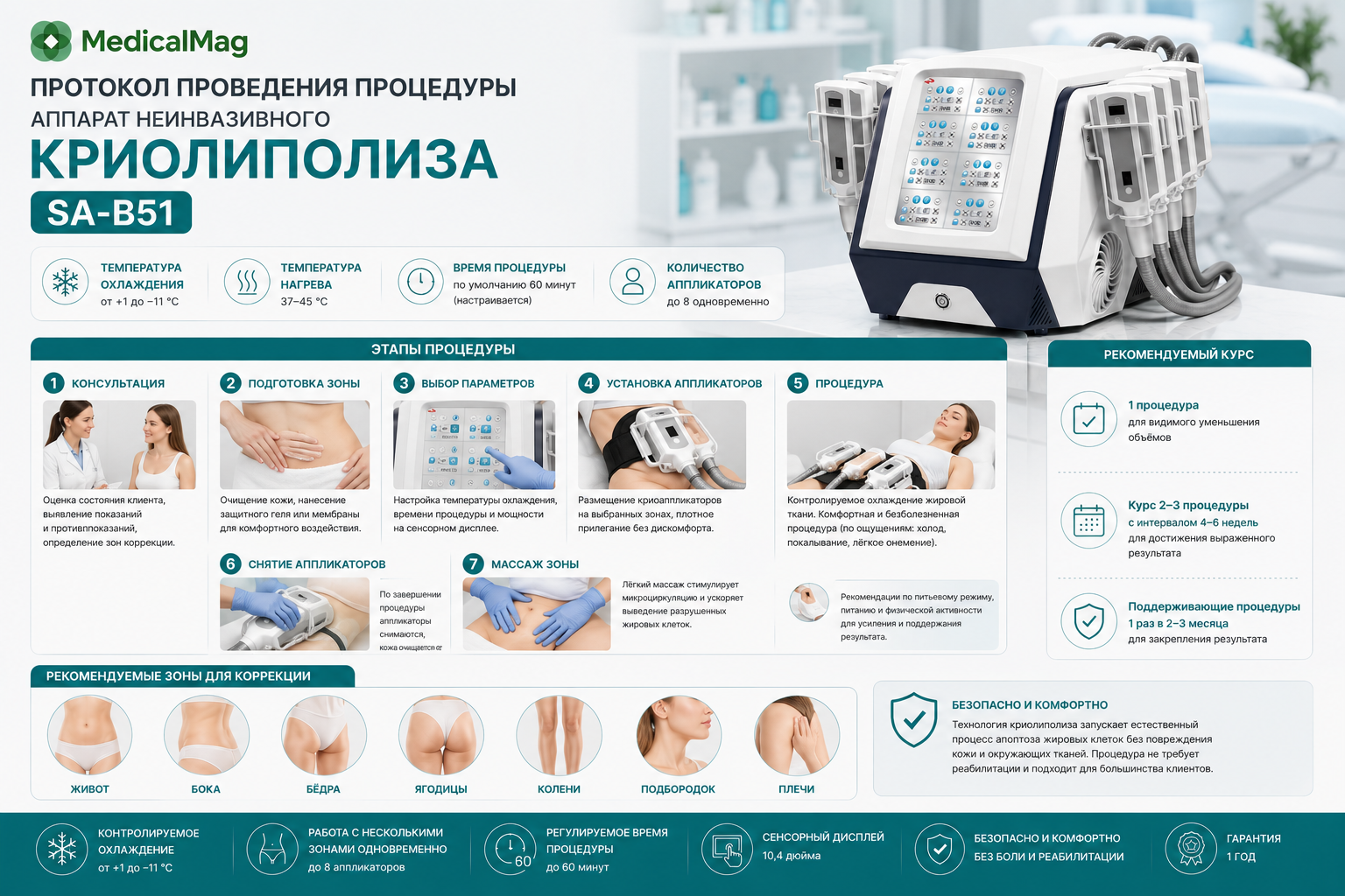 Аппарат неинвазивного криолиполиза SA-B51