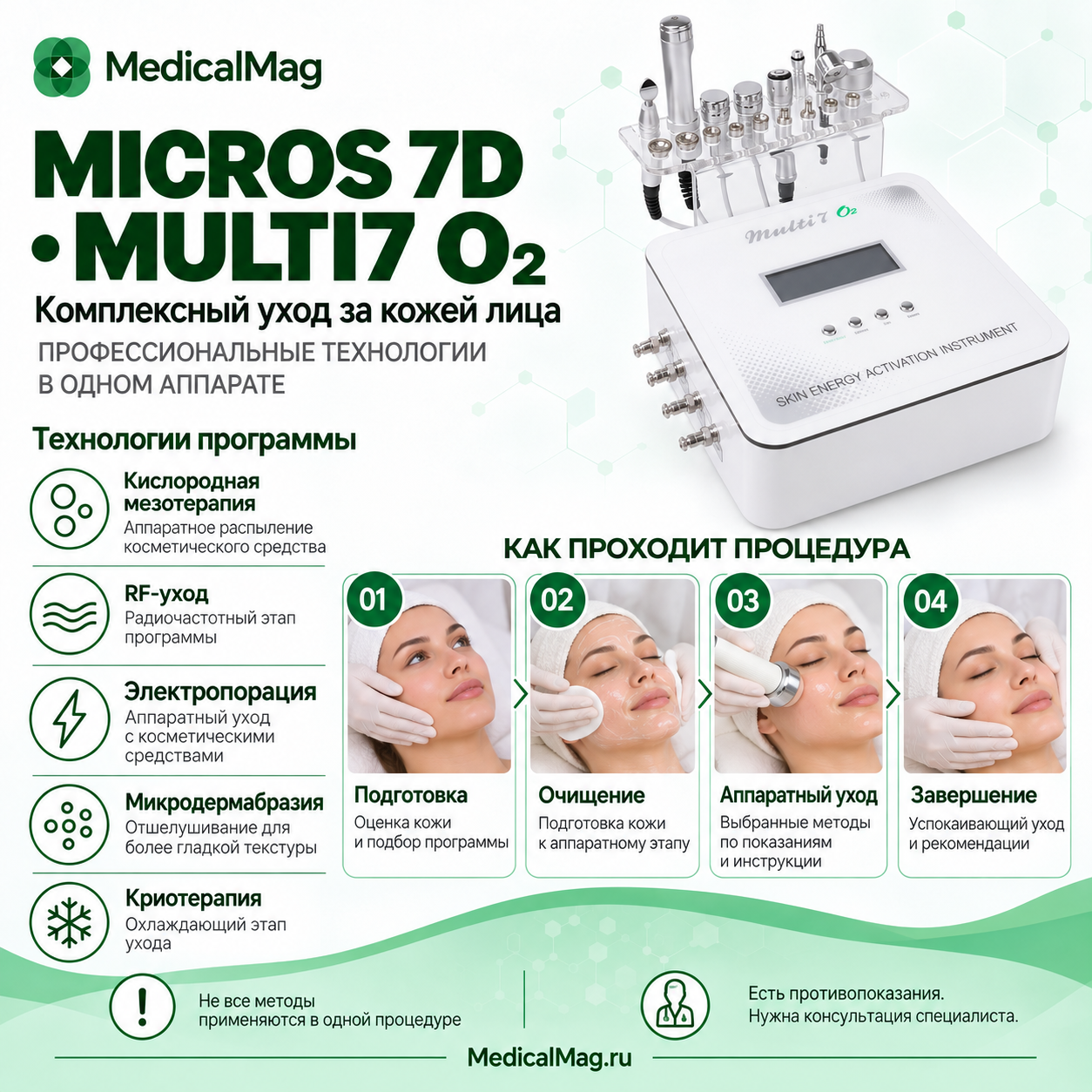 Комбайн кислородной мезотерапии и RF лифтинга 7в1 Micros 7D (Multi7 O2)