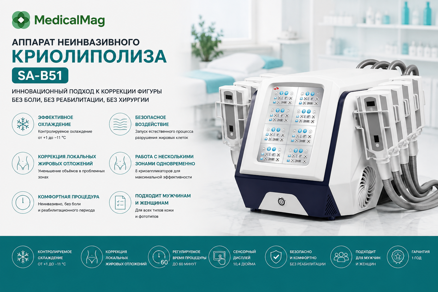 Аппарат неинвазивного криолиполиза SA-B51