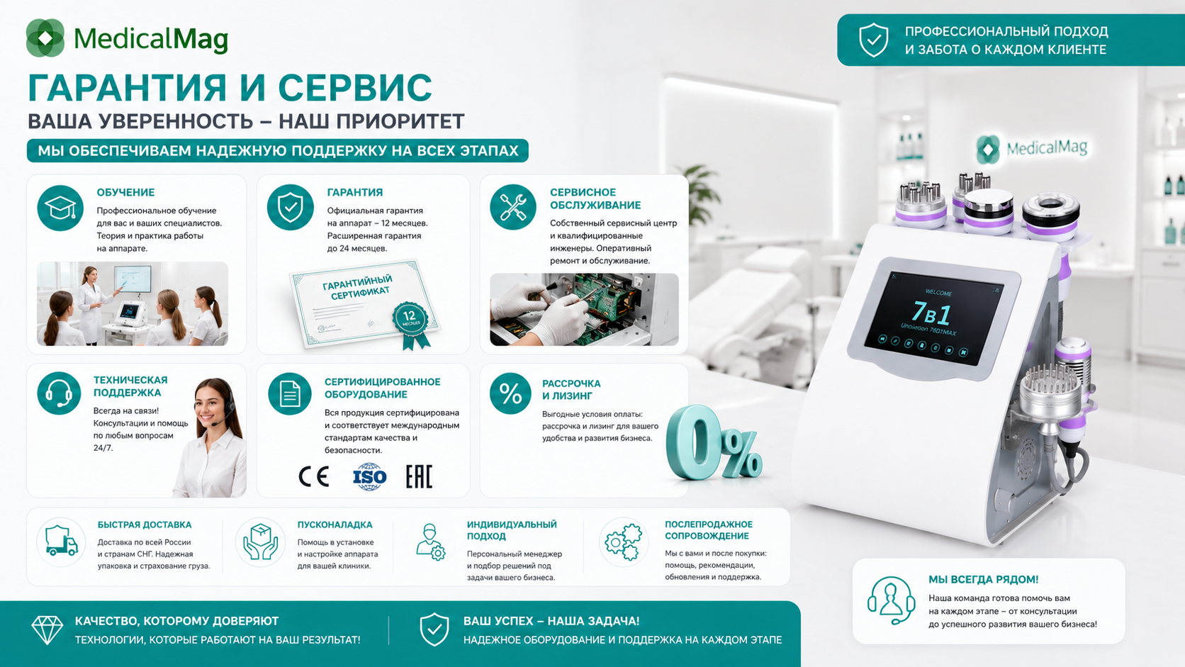 Профессиональный аппарат для ухода за лицом и телом 7в1 Unoisetion 76D1MAX