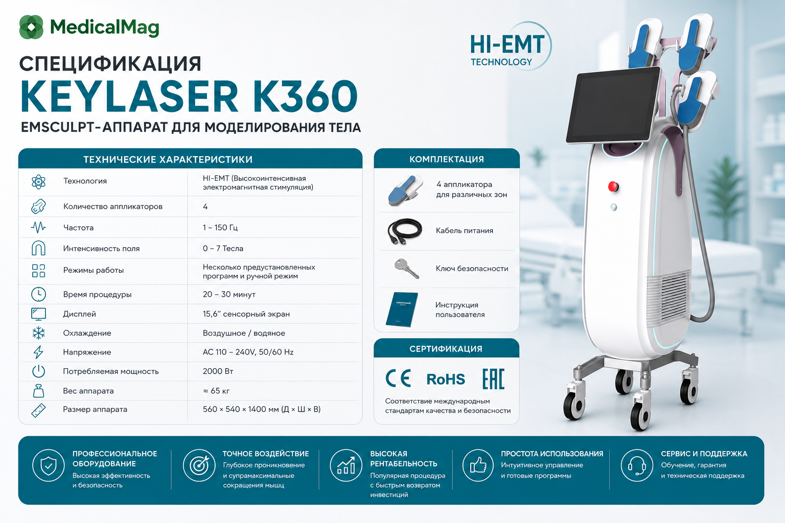 EMSculpt-аппарат KEYLASER K360 для моделирования тела