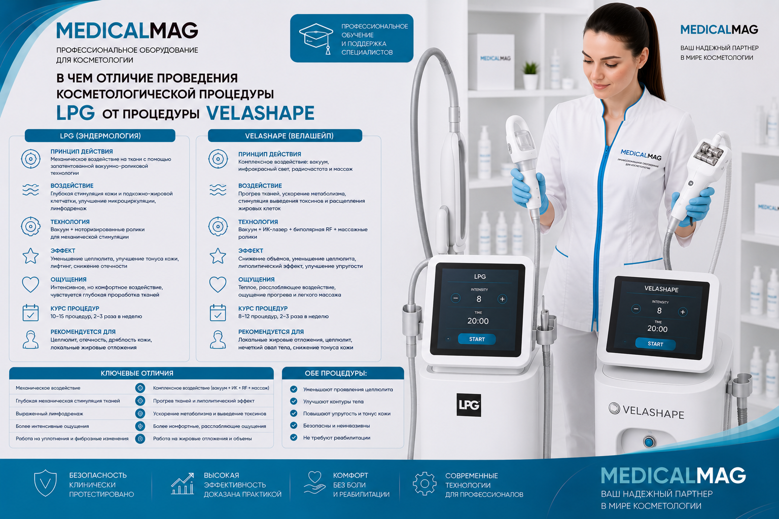 В чем отличие проведения косметологической процедуры LPG от процедуры Velashape  / Интернет-магазин MedicalMag.ru