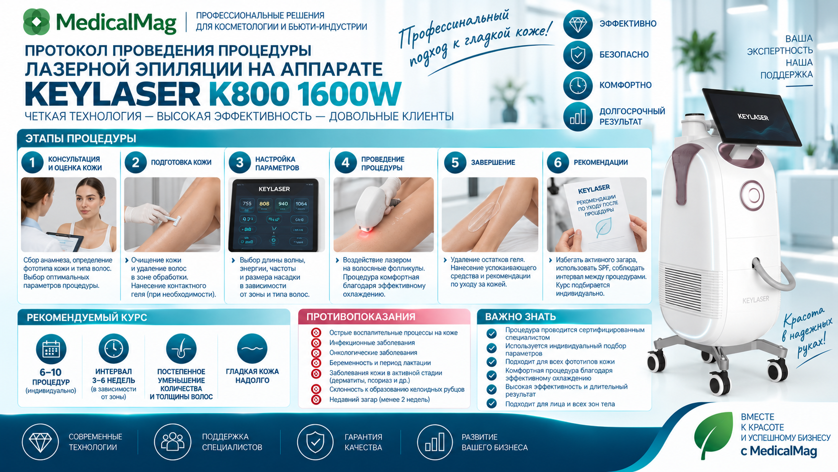 Диодный лазер для эпиляции Keylaser K800 1600W