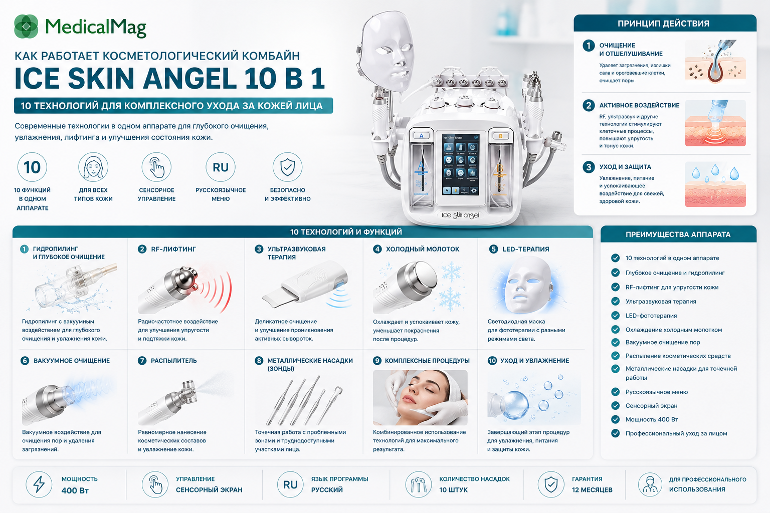 Косметологический комбайн Ice Skin Angel 10 в 1