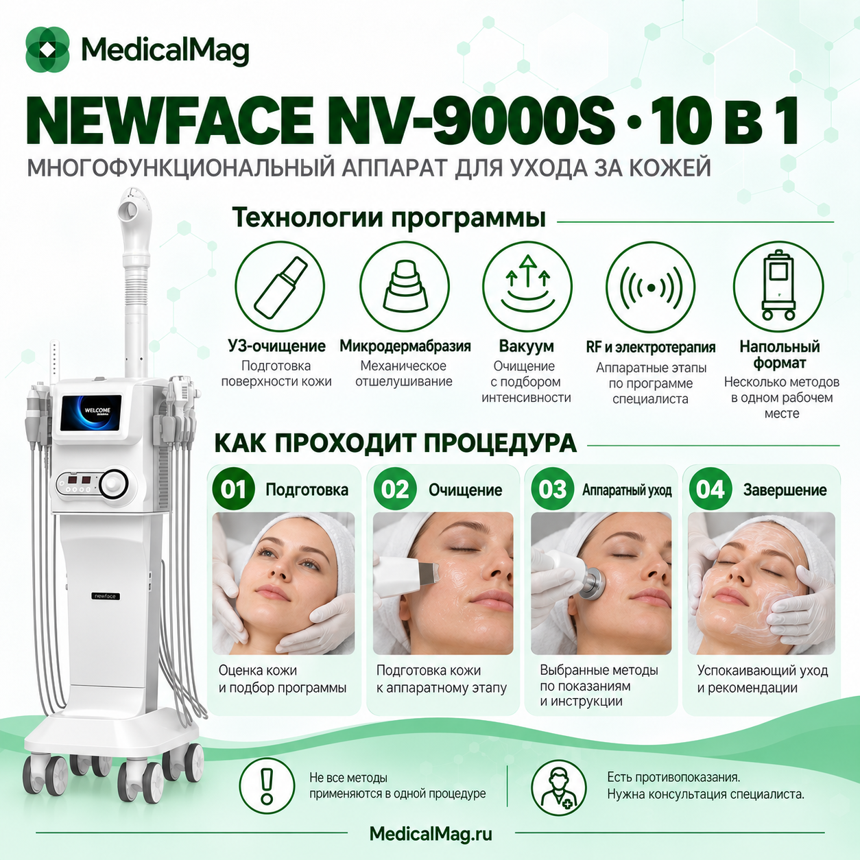 Многофункциональный косметологический аппарат 10в1 NEWFACE NV-9000S