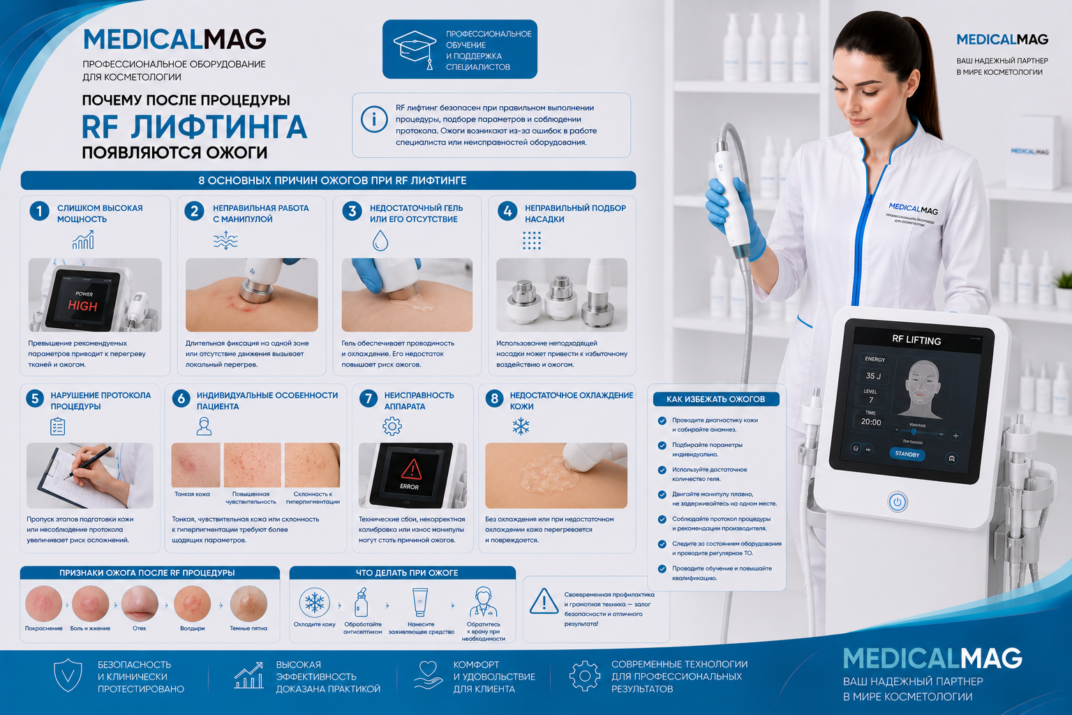 Почему после процедуры RF лифтинга появляются ожоги  / Интернет-магазин MedicalMag.ru