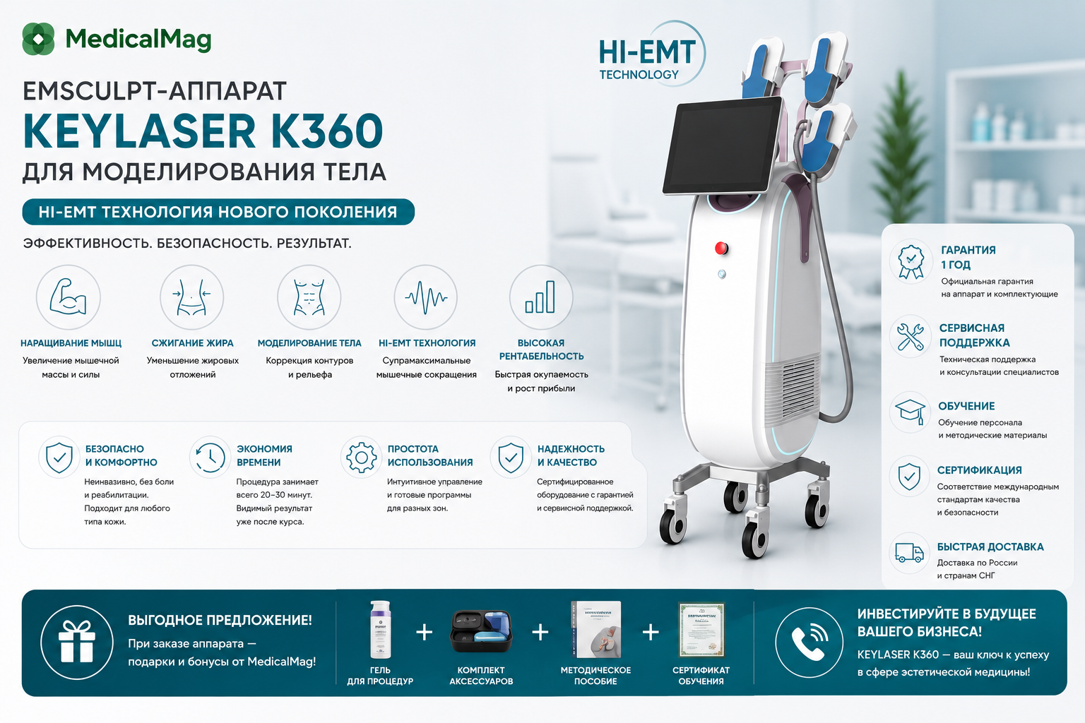 EMSculpt-аппарат KEYLASER K360 для моделирования тела