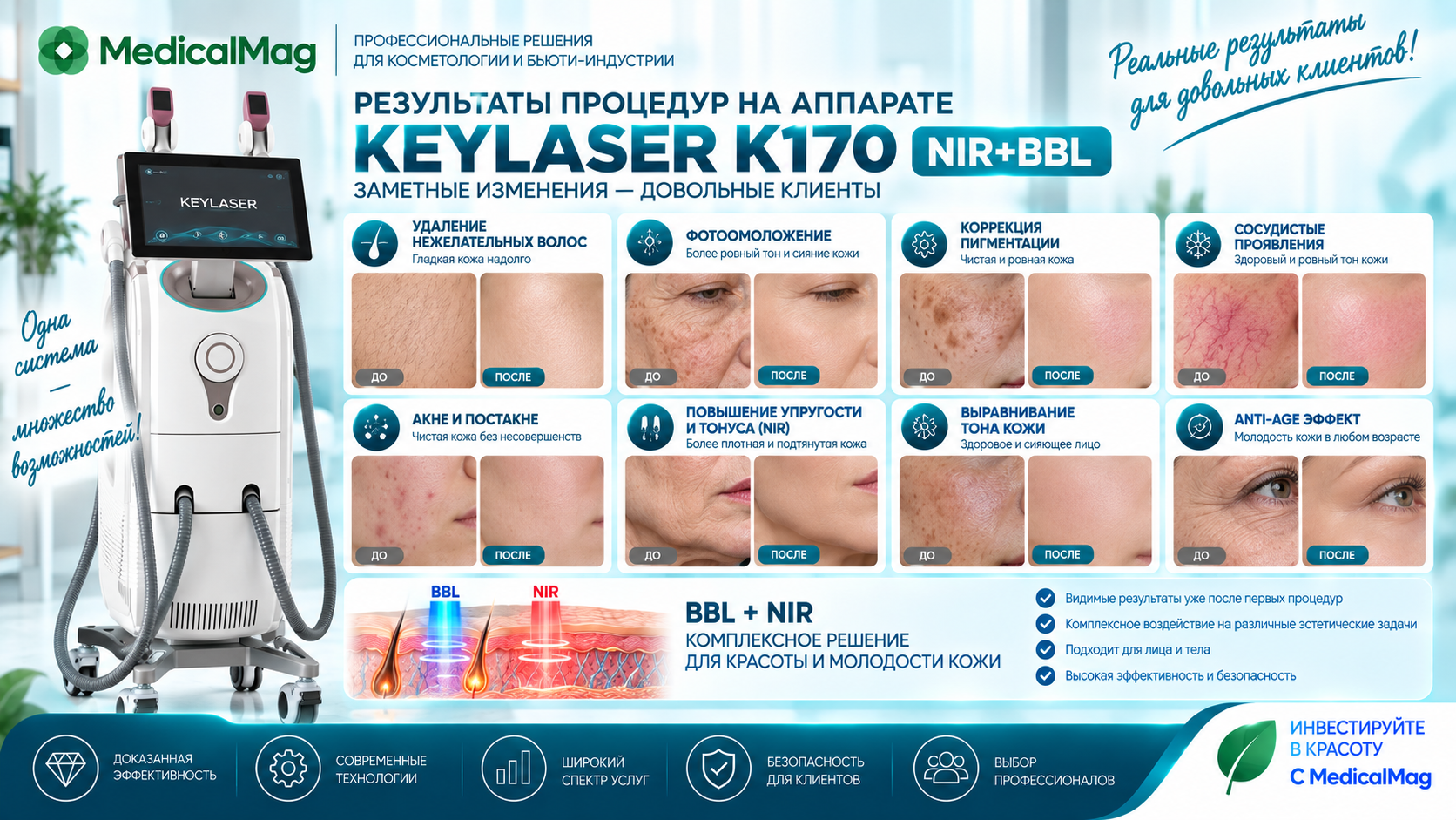 Аппарат эпиляции и фотоомоложения Keylaser K170 NIR+BBL