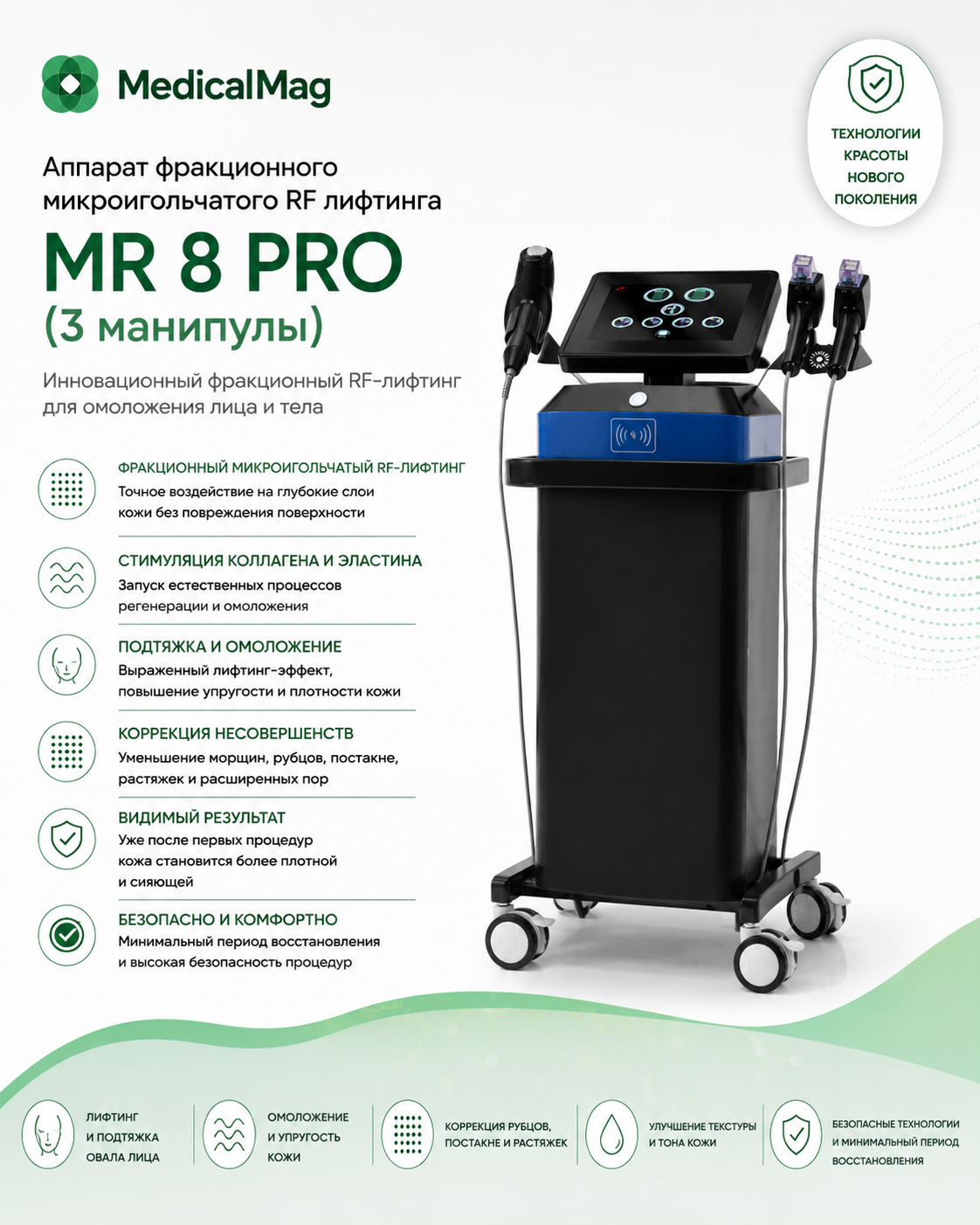 Аппарат фракционного микроигольчатого RF лифтинга MR 8 PRO (3 манипулы)