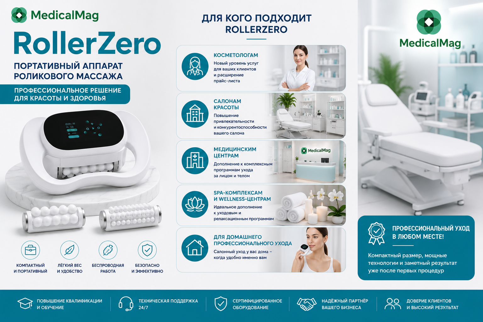 Портативный аппарат роликового массажа RollerZero